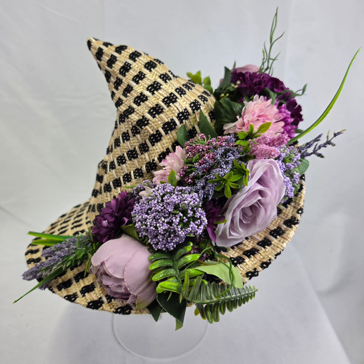 Floral Straw Witch Hat