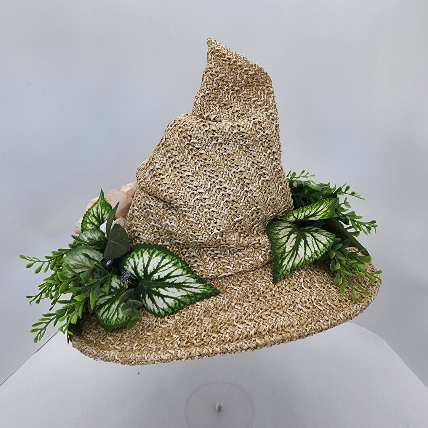Floral Straw Witch Hat