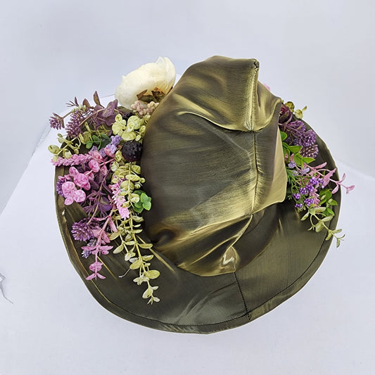 Olive Shimmer Floral Merry Mage Hat