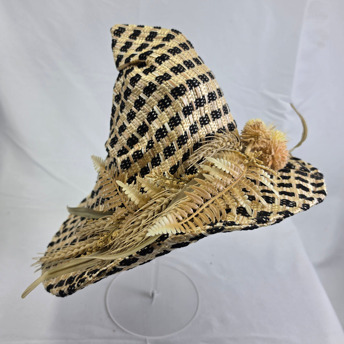 Floral Straw Witch Hat