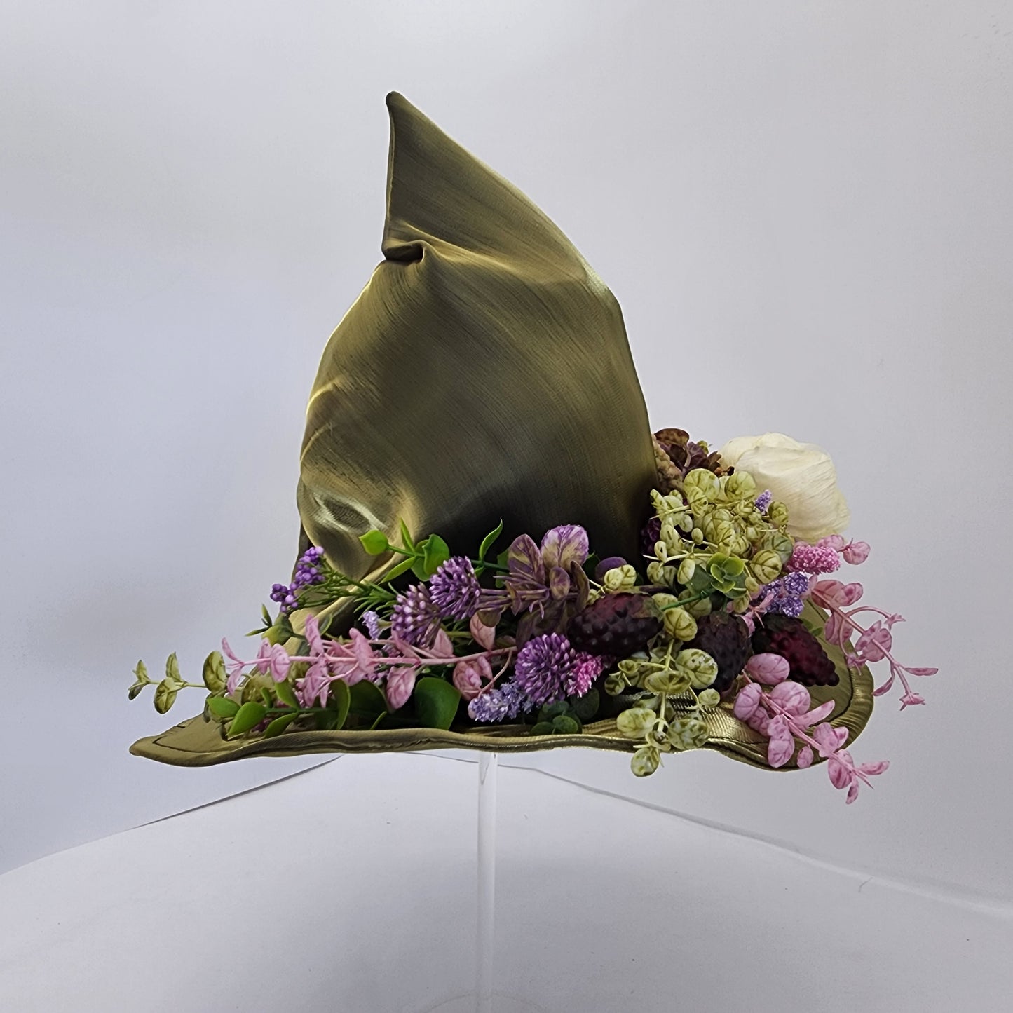 Olive Shimmer Floral Merry Mage Hat