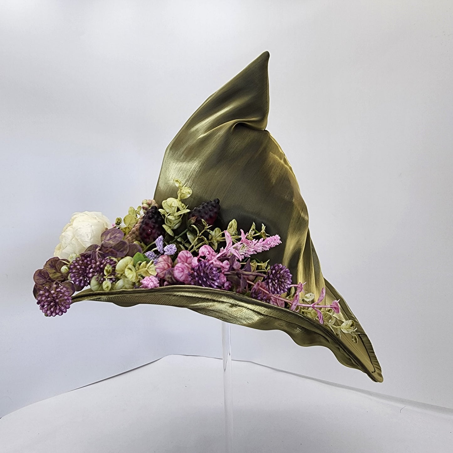 Olive Shimmer Floral Merry Mage Hat