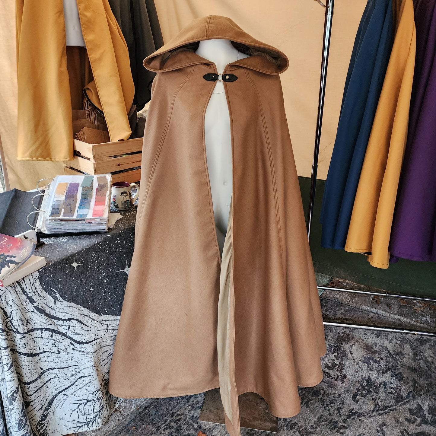 Winter Wanderer Cloak- Brown cloak with brown water resistant lining