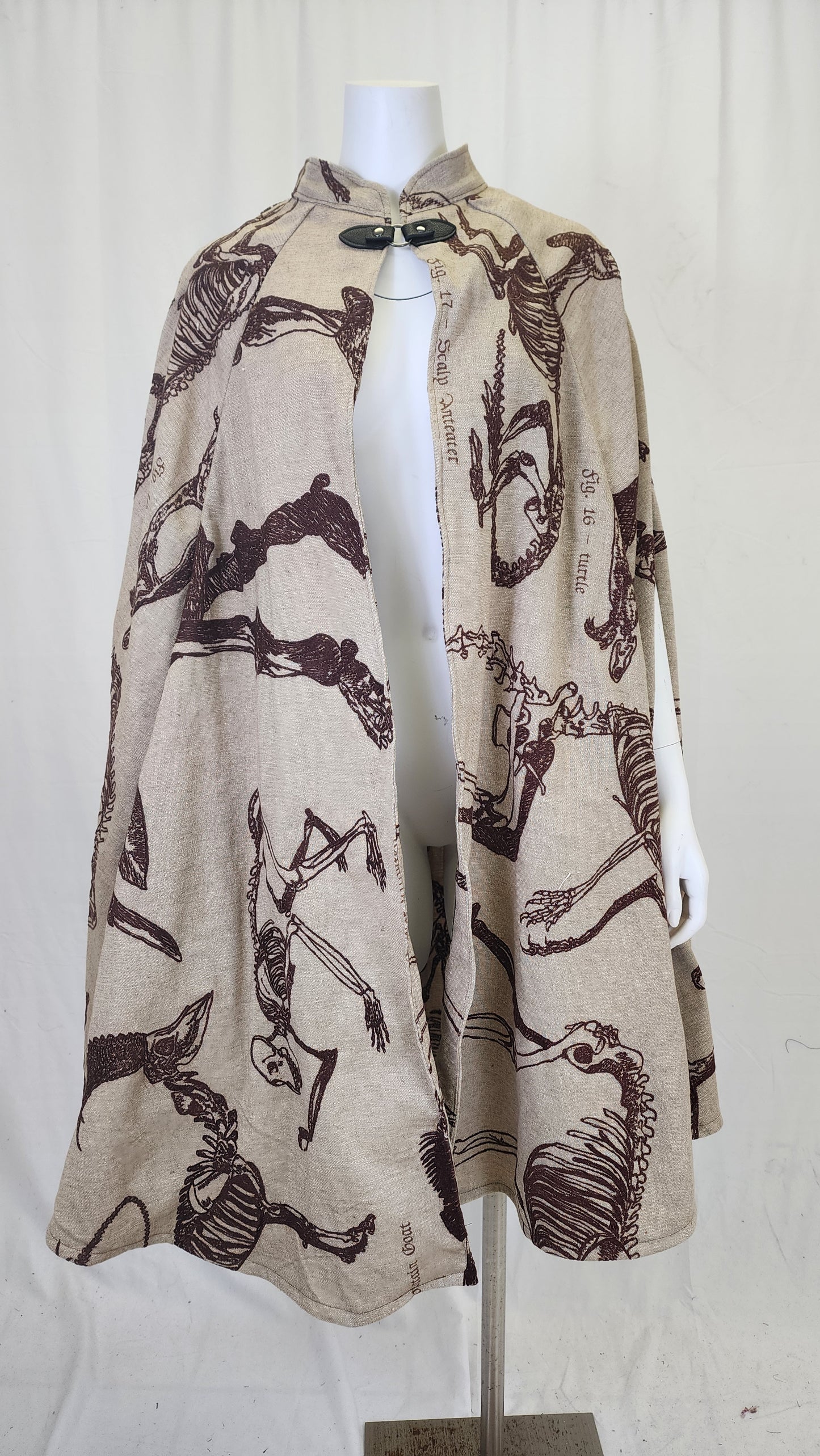 Market Day Cape- Brown Zooarchaeology Mid-Length Cape with Collar and Arm Slits