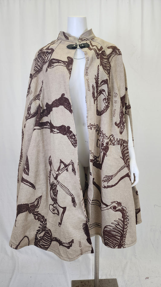 Market Day Cape- Brown Zooarchaeology Mid-Length Cape with Collar and Arm Slits