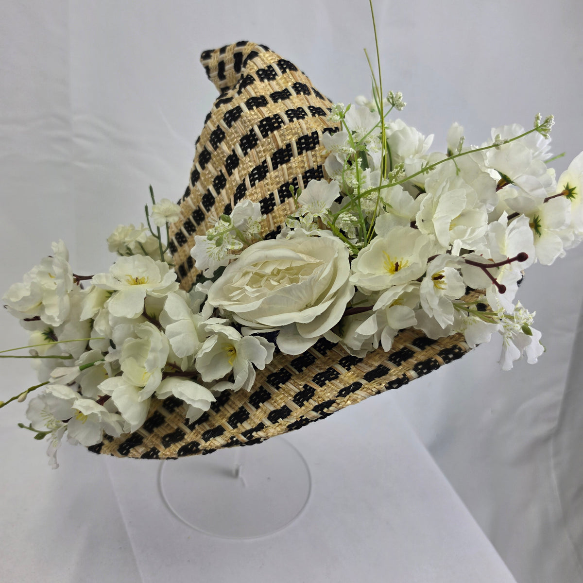 Floral Straw Witch Hat