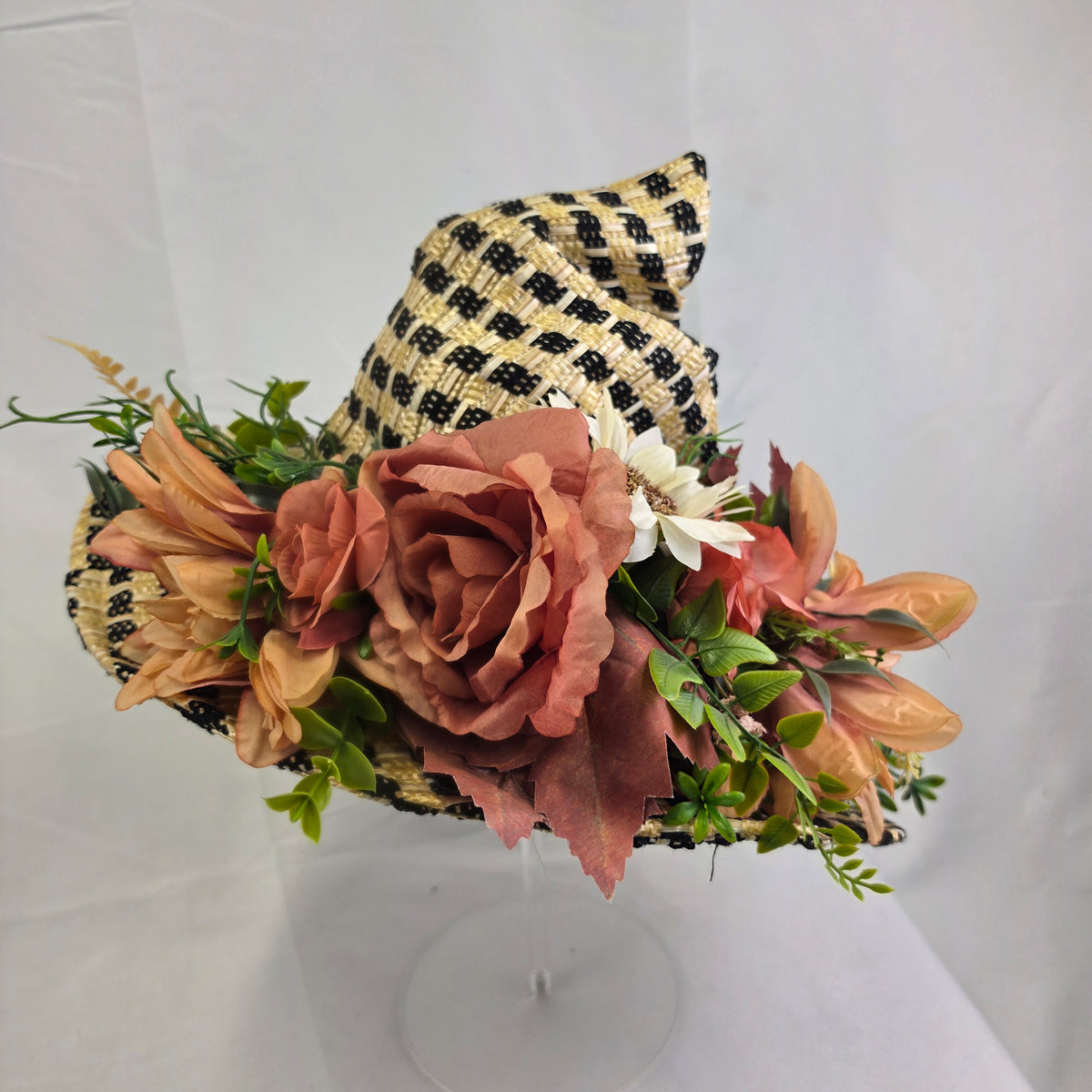 Floral Straw Witch Hat