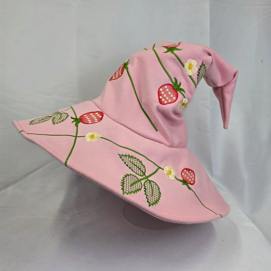 Embroidered Wizard Hat- Strawberries