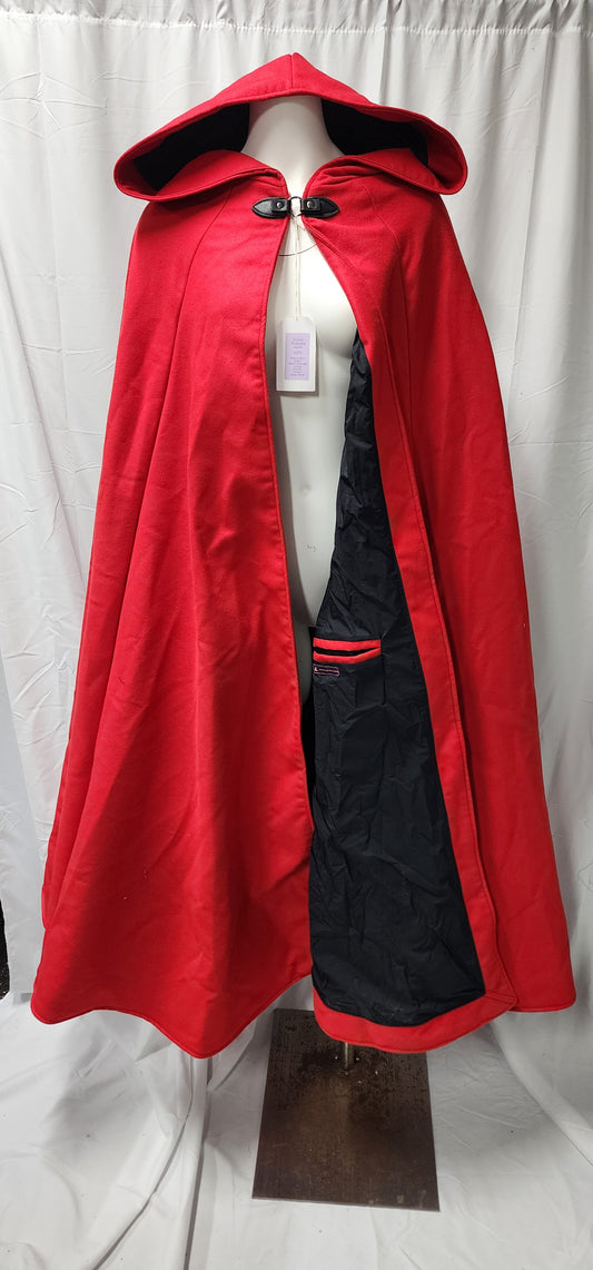 Bright Red Cloak with Black Water Resistant Lining Winter Wanderer