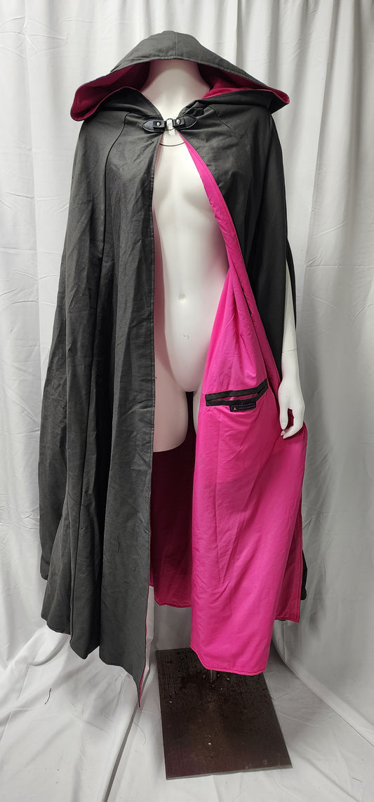 Grey with Hot Pink Lining Nightblade Cloak