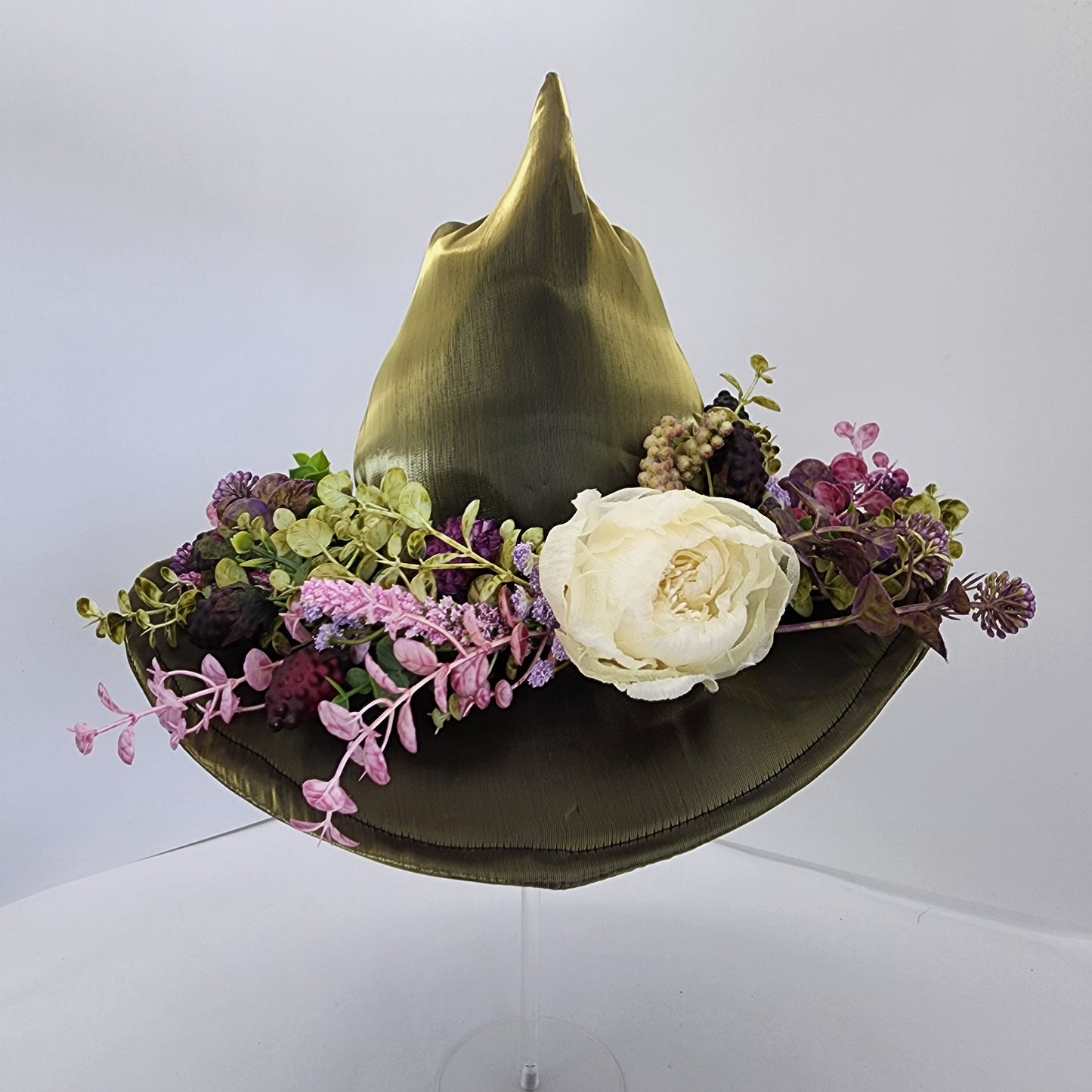 Olive Shimmer Floral Merry Mage Hat