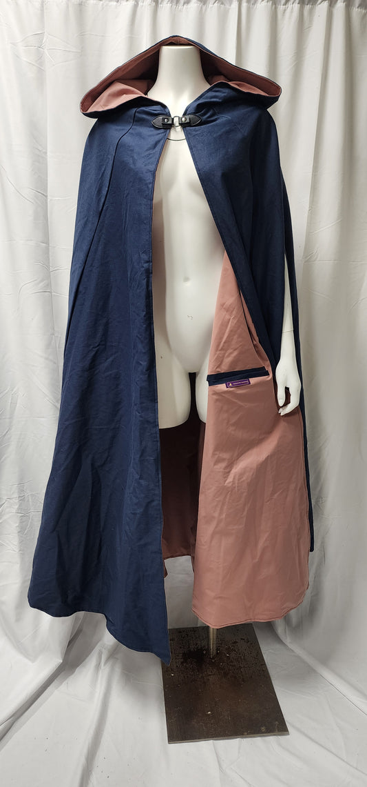 Navy with Dusty Rose Lining Nightblade Cloak