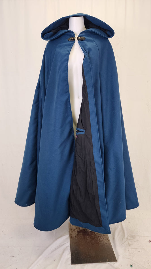 Winter Wanderer Cloak- Teal Cloak with Black Water Resistant Lining