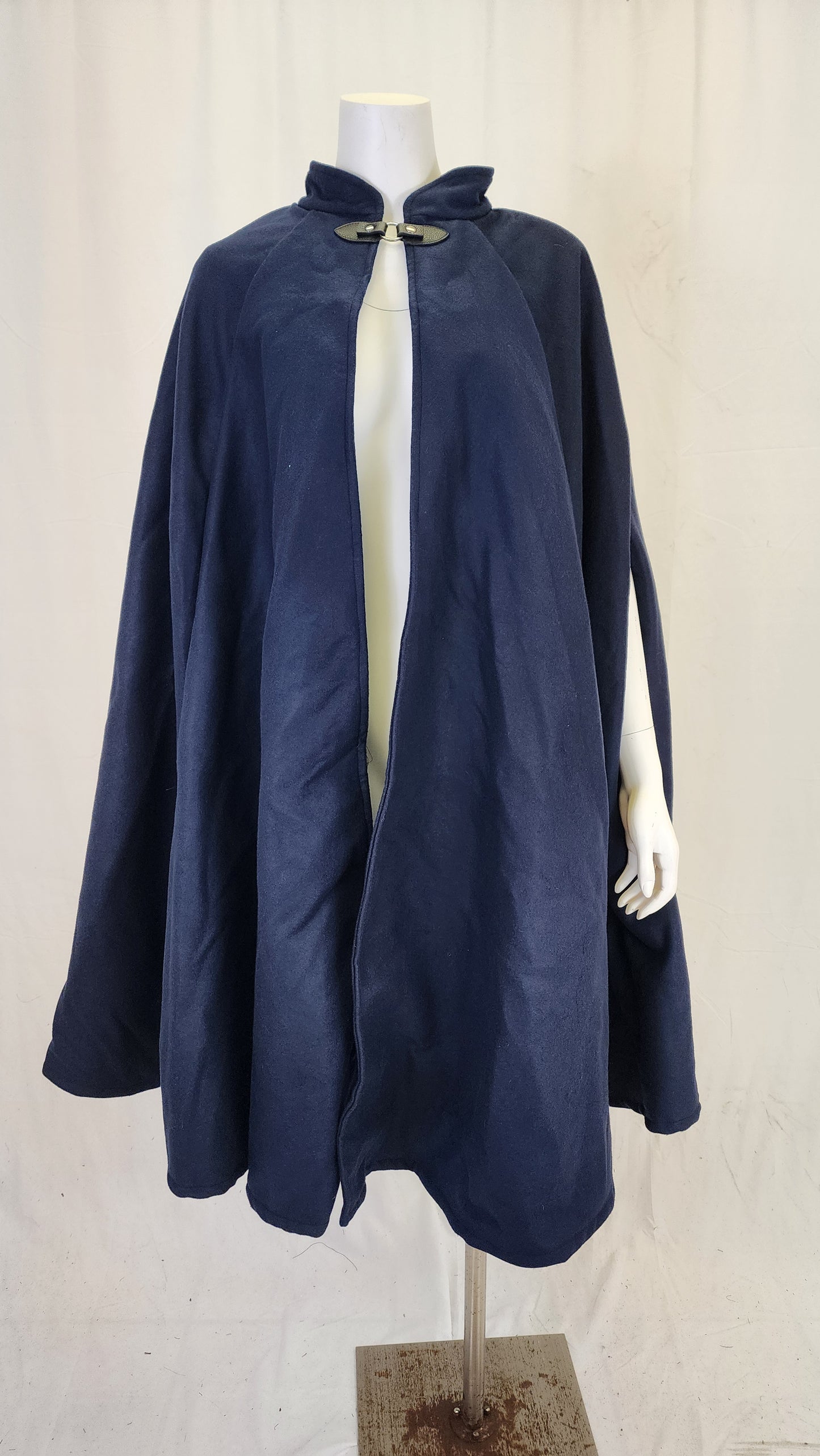 Market Day Cape- Navy Mid-Length Cape with Collar and Arm Slits