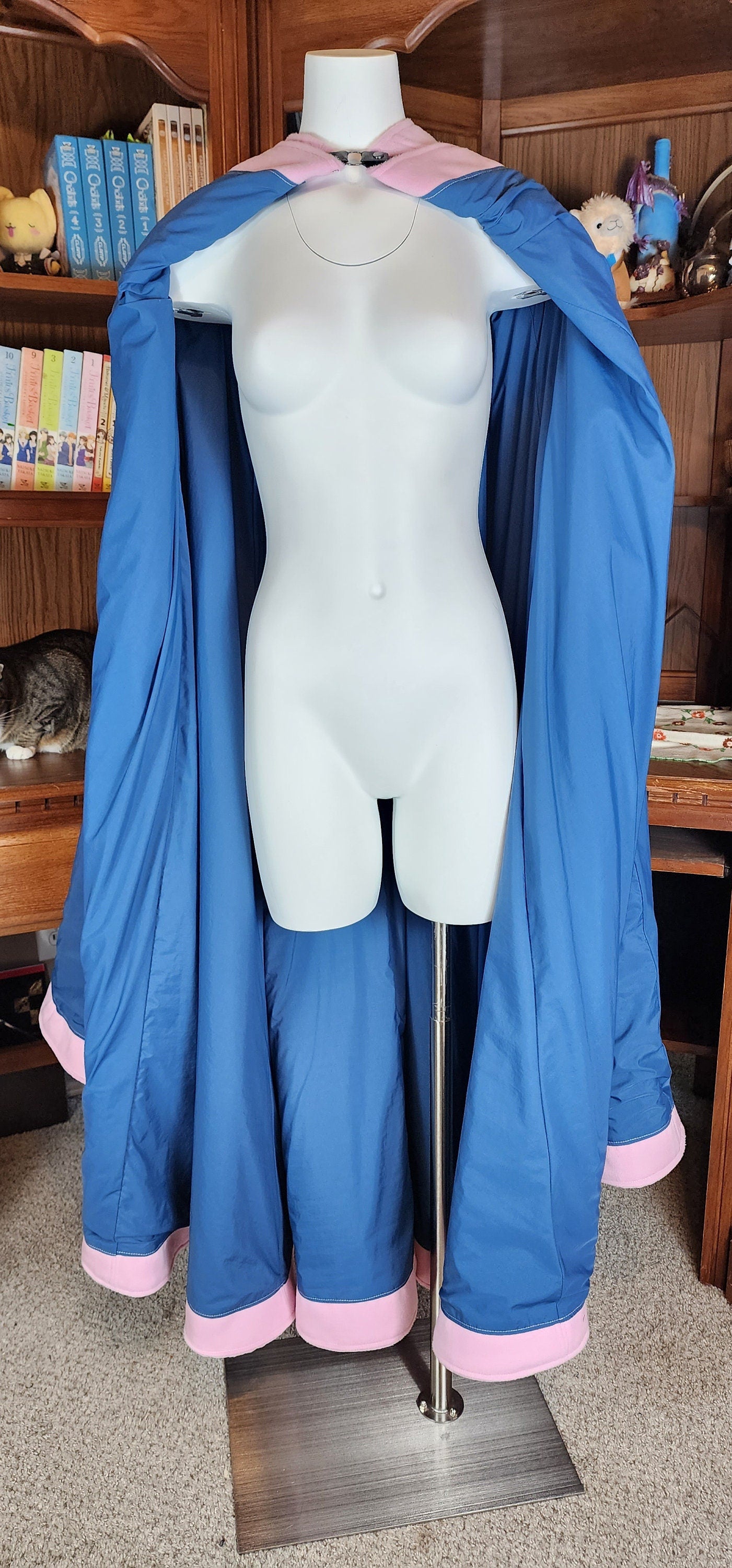 Winter Wanderer Cloak- Bubblegum Pink cloak with Blue water resistant lining