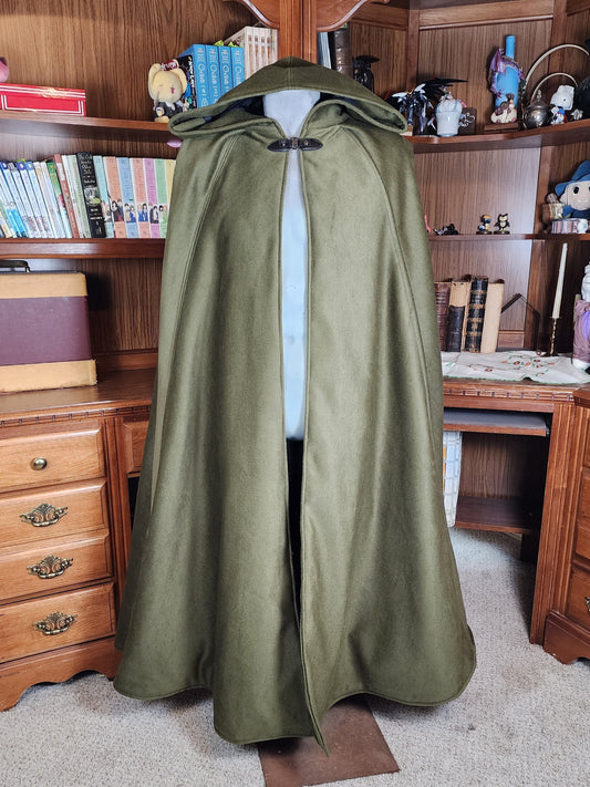 Winter Wanderer Cloak- Olive full circle cloak with Black water resistant lining