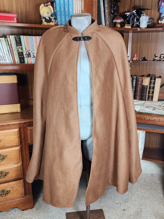 Market Day Cape- Brown Mid-Length Cape with Collar and Arm Slits