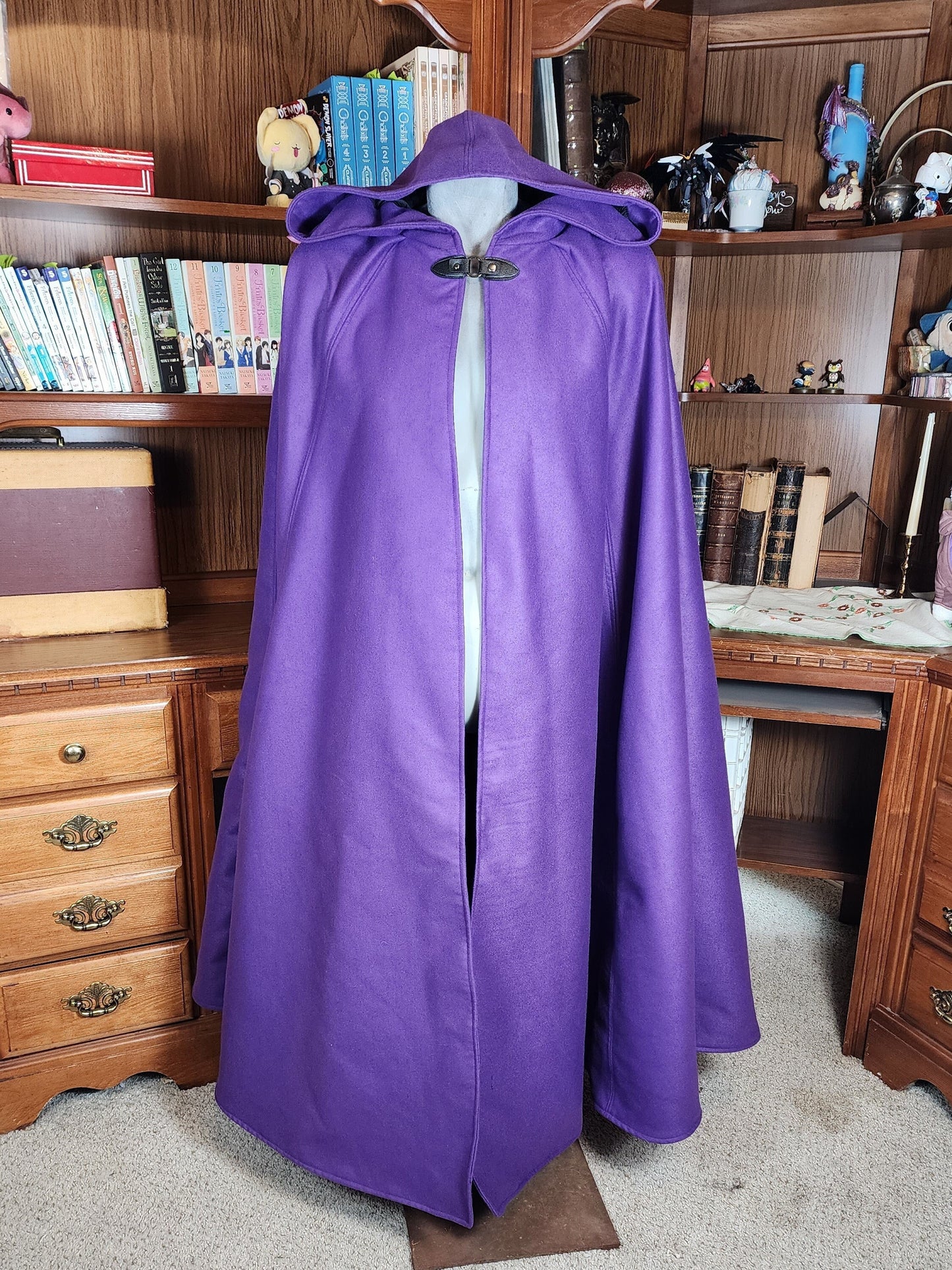 Winter Wanderer Cloak- Royal purple cloak with Black water resistant lining
