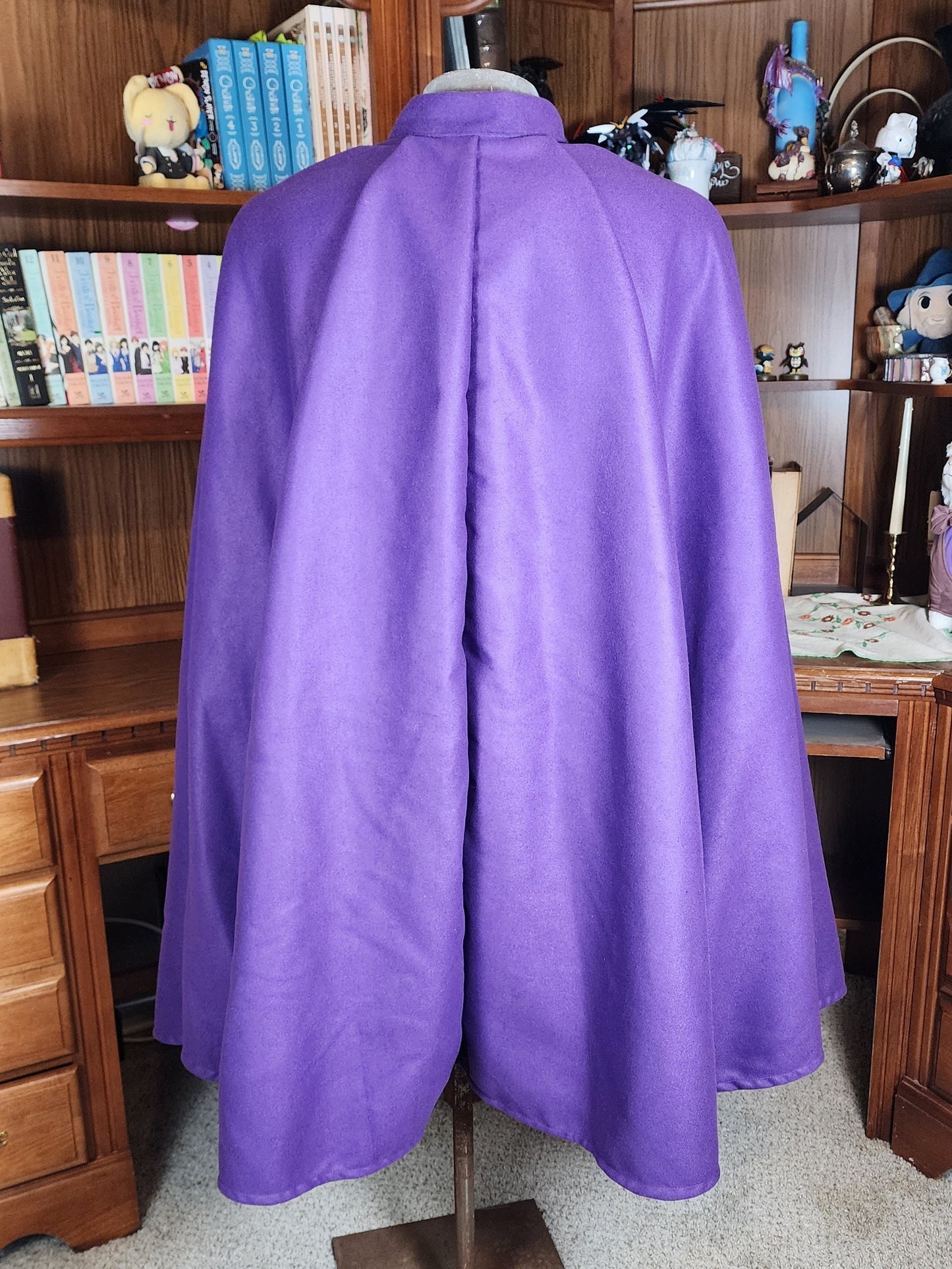 Market Day Cape- Royal Purple Mid-Length Cape with Collar and Arm Slits