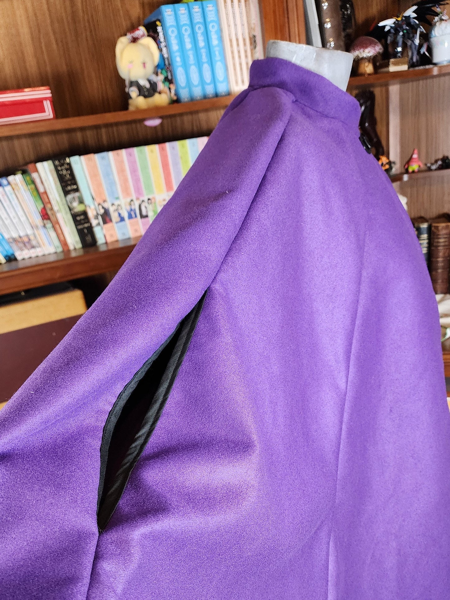 Market Day Cape- Royal Purple Mid-Length Cape with Collar and Arm Slits